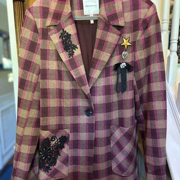 Avec Les Filles Plaid Pin Blazer - Picture 5 of 11